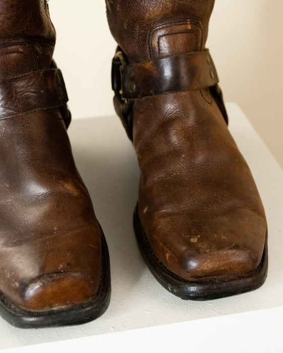 Vintage Frye Brown Square Toe Ankle Boot