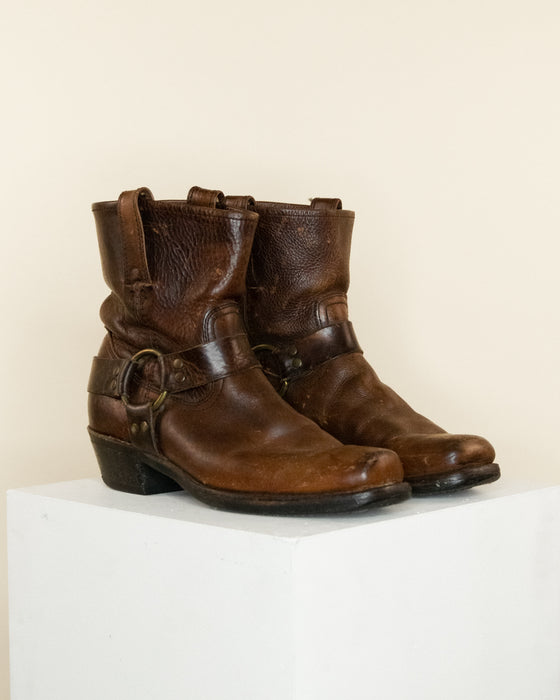 Vintage Frye Brown Square Toe Ankle Boot