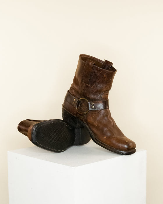 Vintage Frye Brown Square Toe Ankle Boot