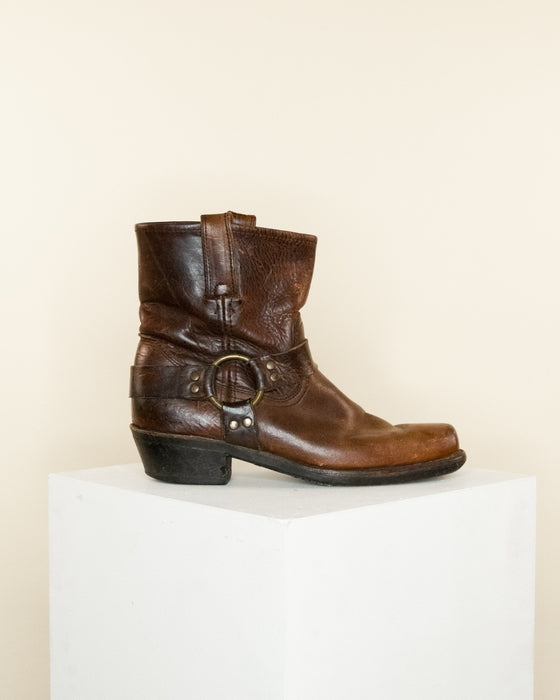 Vintage Frye Brown Square Toe Ankle Boot
