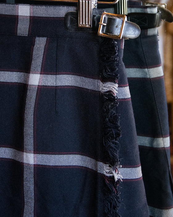 90s Short Navy Check Kilt