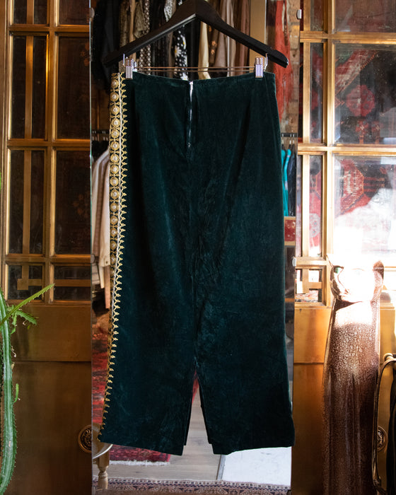 Vintage Dark Green Velvet Skirt