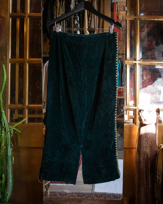 Vintage Dark Green Velvet Skirt