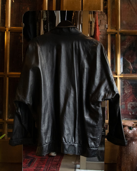 80s Retro Black Leather Jacket