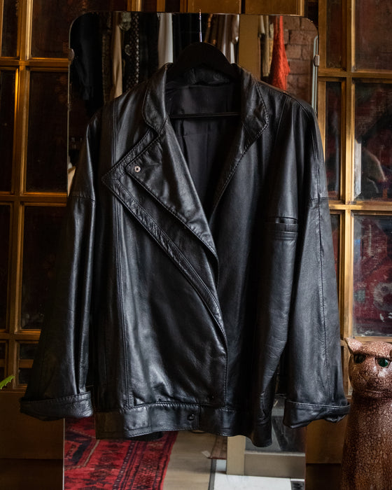 80s Retro Black Leather Jacket