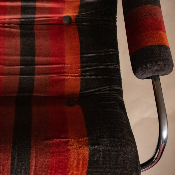 70s Chrome Velvet Armchairs - Set of 2
