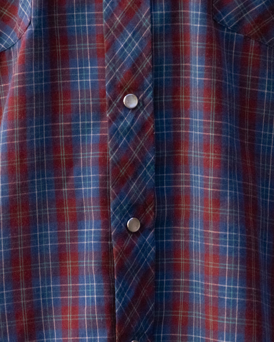 Vintage Maroon Blue Check Western Shirt