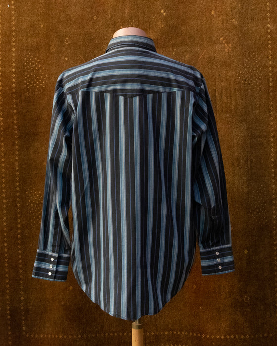 Black & Blue Striped Western Shirt