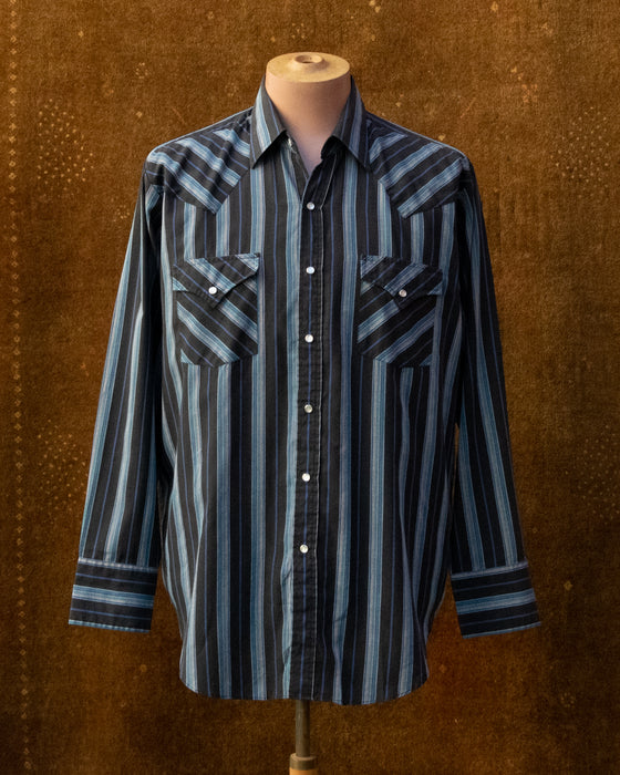 Black & Blue Striped Western Shirt