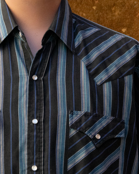 Black & Blue Striped Western Shirt