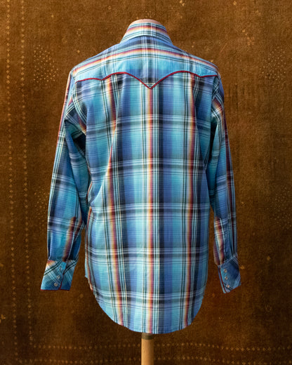 Retro Blue Check Western Shirt