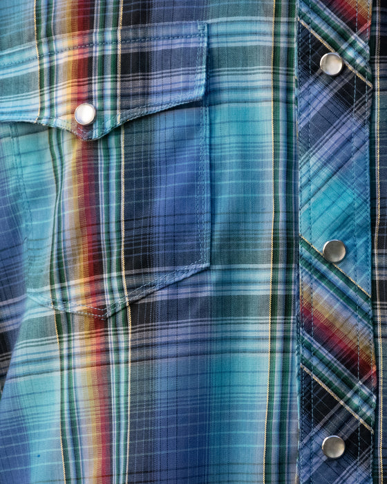 Retro Blue Check Western Shirt
