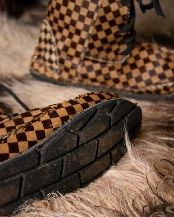 70s Checkered Fur Tread Boots