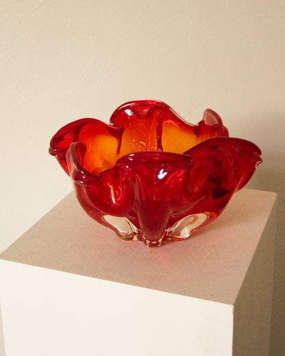 MCM Japanese Glass Art Vase Red