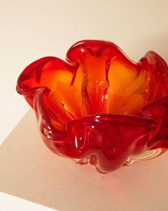 MCM Japanese Glass Art Vase Red