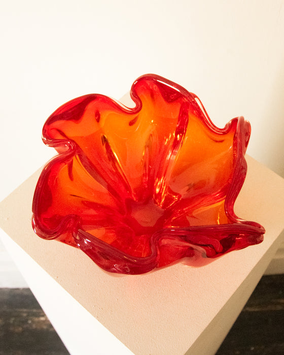 MCM Japanese Glass Art Vase Red