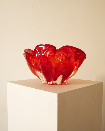 MCM Japanese Glass Art Vase Red