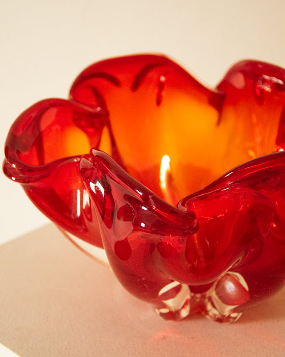 MCM Japanese Glass Art Vase Red