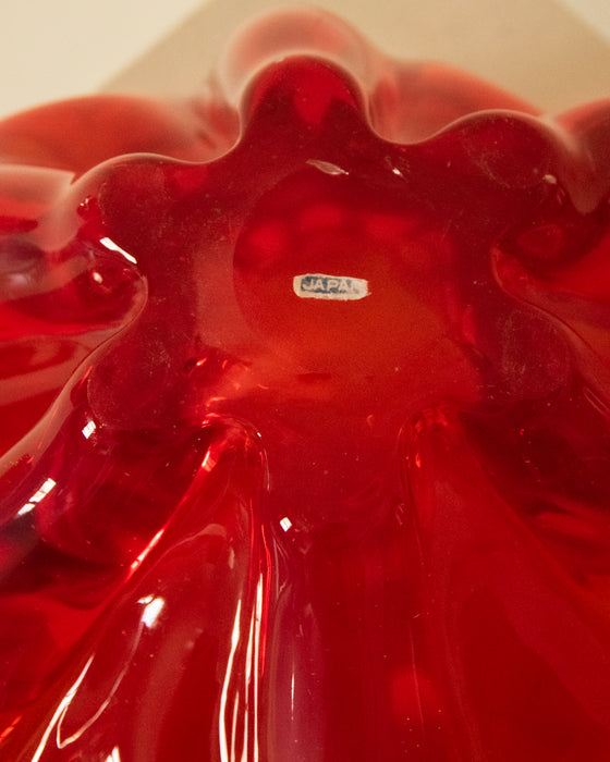 MCM Japanese Glass Art Vase Red