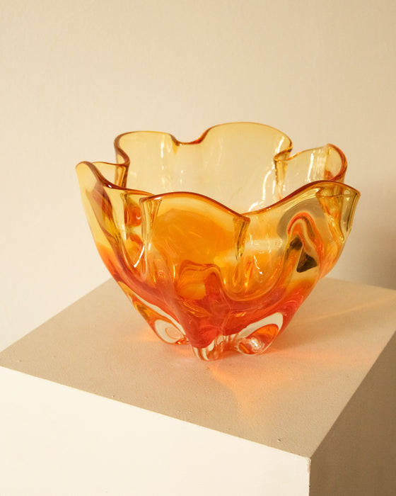 MCM Japanese Glass Art Vase Orange
