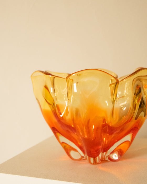 MCM Japanese Glass Art Vase Orange