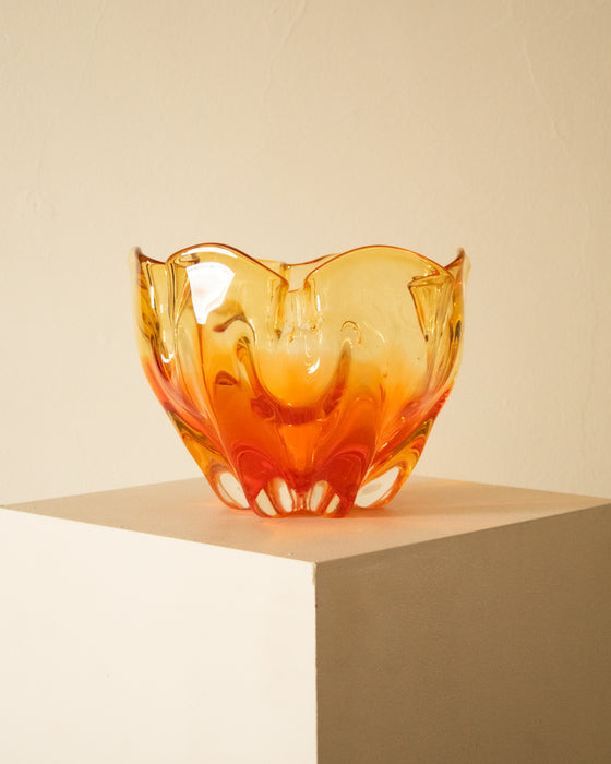 MCM Japanese Glass Art Vase Orange