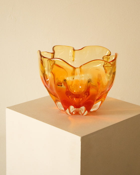 MCM Japanese Glass Art Vase Orange