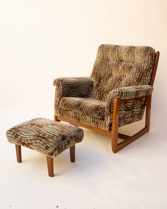 Mid Century Velvet Footstool