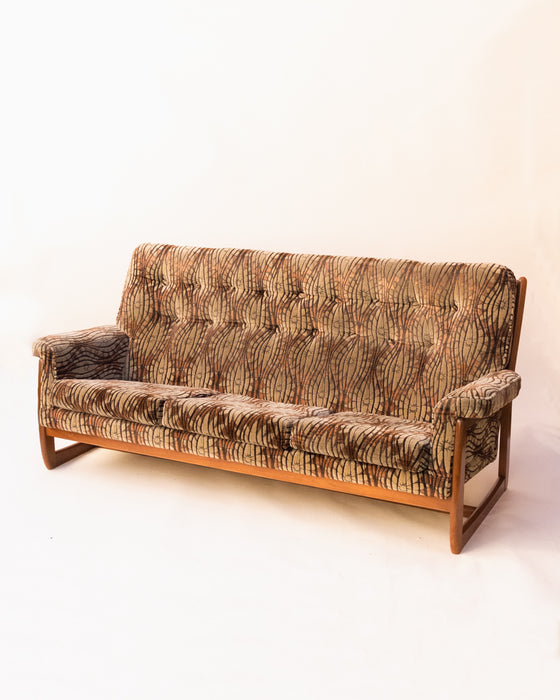 Mid-Century Velvet 3-Seater Sofa