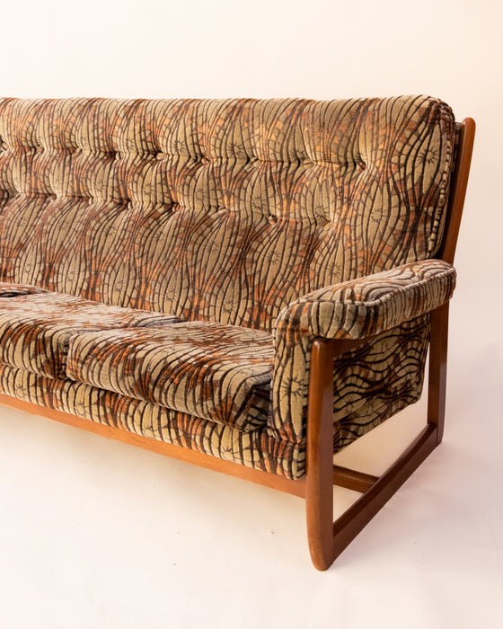 Mid-Century Velvet 3-Seater Sofa