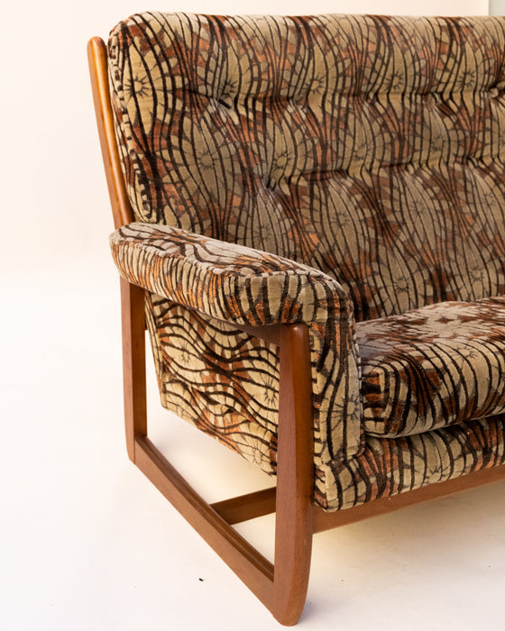 Mid-Century Velvet 3-Seater Sofa