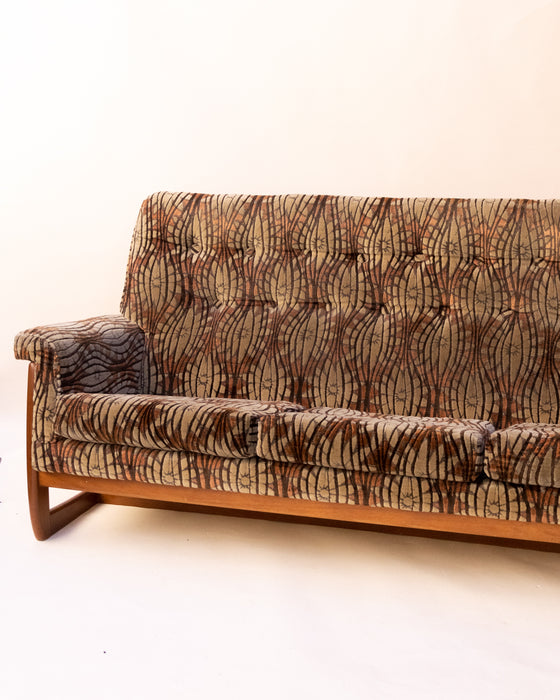 Mid-Century Velvet 3-Seater Sofa
