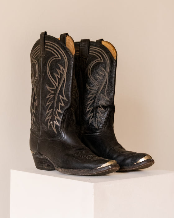 Classic Black Tony Lama Cowboy Boots 9W