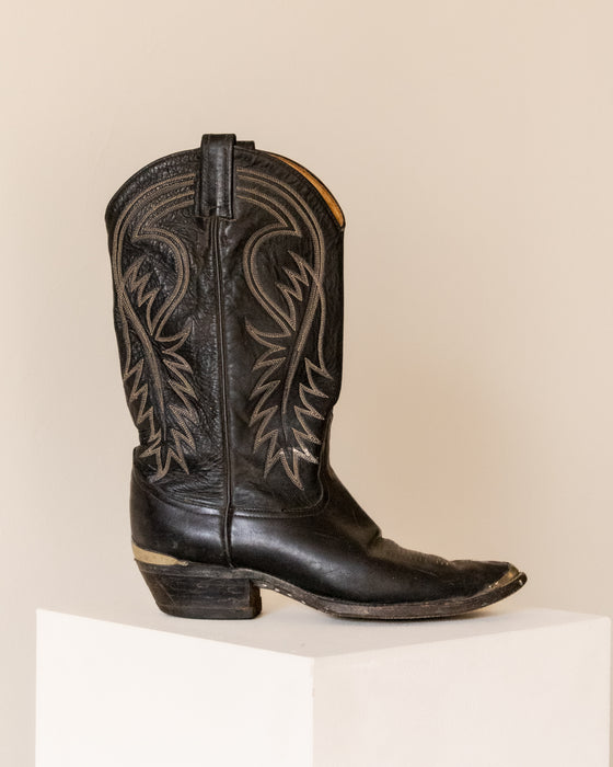 Classic Black Tony Lama Cowboy Boots 9W