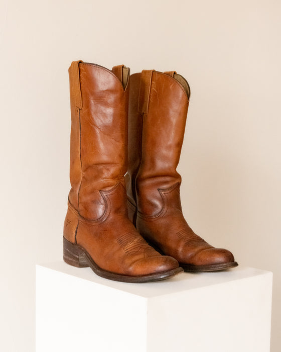 FRYE Tan Leather Cowboy Boots 9.5W