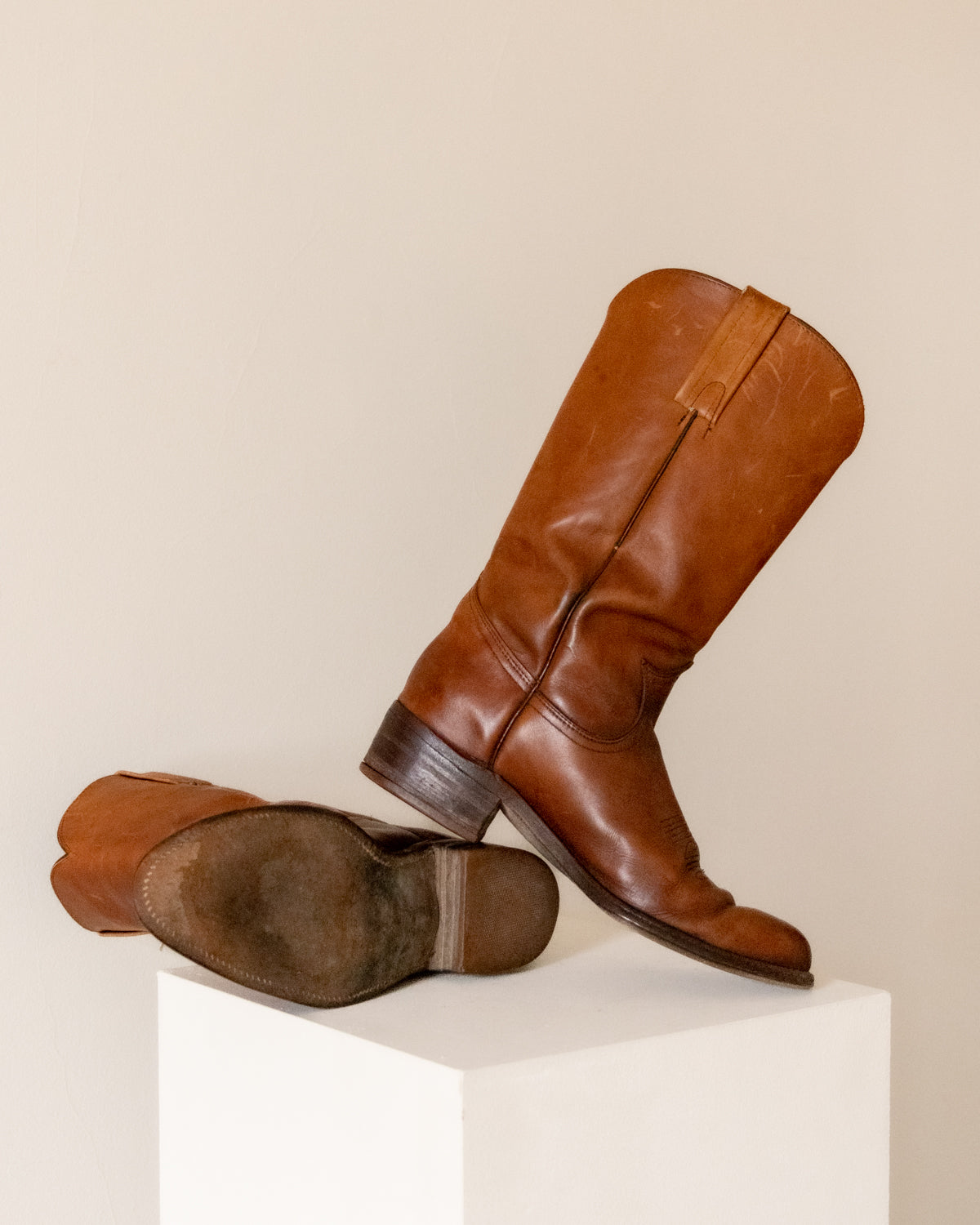 FRYE Tan Leather Cowboy Boots 9.5W