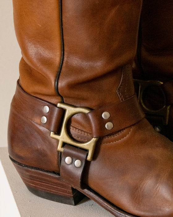 Boulet Brown Square Toe Biker Boots 8.5W
