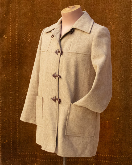 Vintage Beige Wool Duffle Coat