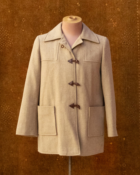 Vintage Beige Wool Duffle Coat