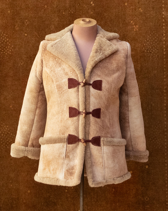 Vintage Faded Rose Sheep Skin Coat