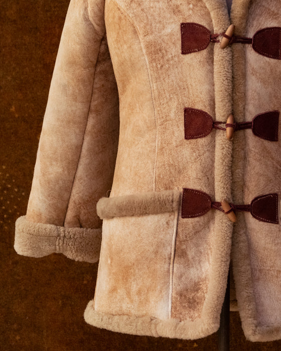 Vintage Faded Rose Sheep Skin Coat
