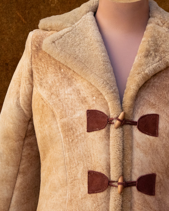 Vintage Faded Rose Sheep Skin Coat