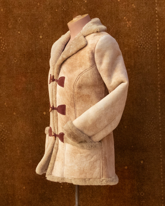 Vintage Faded Rose Sheep Skin Coat