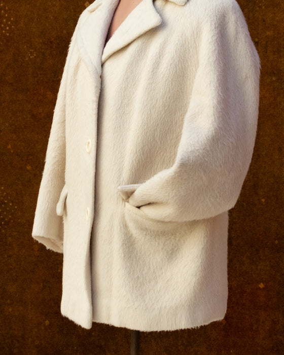 Vintage Cream Faux Fur Coat
