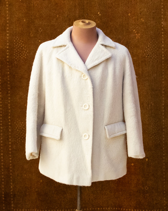 Vintage Cream Faux Fur Coat