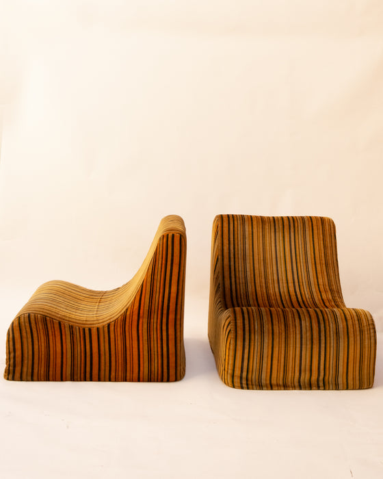 Retro 70s Velvet Stripe Chair