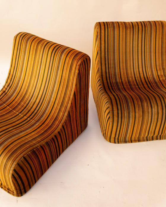 Retro 70s Velvet Stripe Chair