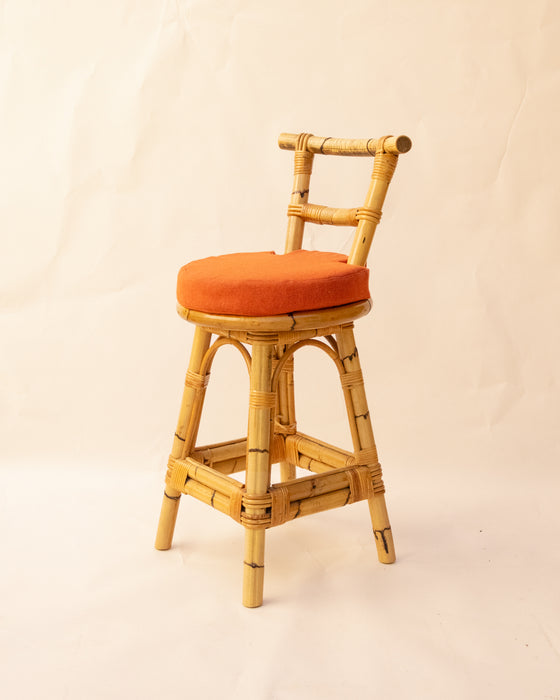 Vintage Cane Swivel Bar Stool