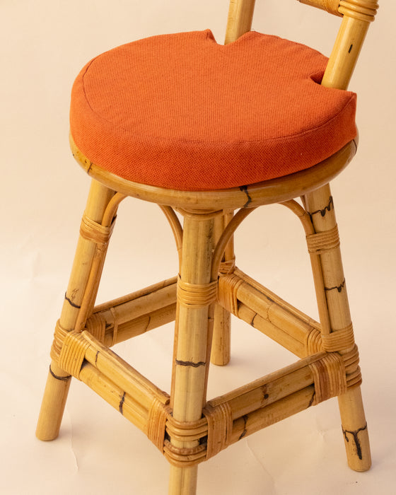 Vintage Cane Swivel Bar Stool