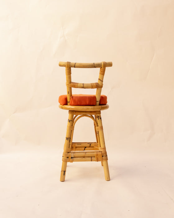 Vintage Cane Swivel Bar Stool